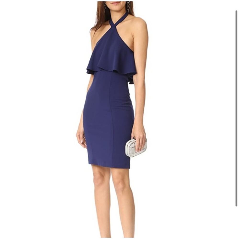 Amanda Uprichard Piazza Sleeveless Mini Dress Navy Blue Choker Neck Size P XS